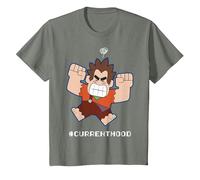 Disney Wreck It Ralph 2 #Current Mood Camiseta, Niños, Verde militar jaspeado, 8 años