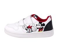 Disney Zapatillas Color Blanco, Negro y Rojo - Talla 29 - Cierre de Velcro - Zapatillas Deportivas Infantiles con Suela PVC - Estampado Mickey y Minnie - Producto Original Diseñado en España