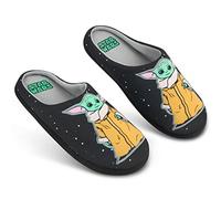 Disney Zapatillas Hombre Casa - Grumpy y Baby Yoda Pantuflas Hombre, Suela Antideslizante, Talla 39-47, Regalos Navidad (Negro Baby Yoda, 43 EU)