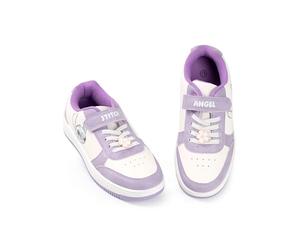 Disney Zapatillas Lilo & Stitch para niña en Morado y Blanco | Calzado Infantil con Cierre de Gancho y Bucle | Personajes de Stitch y Ángel | Zapatos para Jugar a Diario