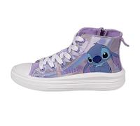 Disney Zapatillas Stitch Oficiales Niña | Talla 33 | Botas Deportivas Infantiles con Cordones y Suela PVC | Calzado Cómodo y Resistente Color Rosa Holográfico | Diseño Casual Tipo Bota