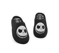 Disney Zapatillas unisex Pesadilla antes de Navidad | Mules sin cordones para adultos con cara del personaje de Jack Skellington en Negro | Zapatos interiores de la casa de la ciudad de Halloween