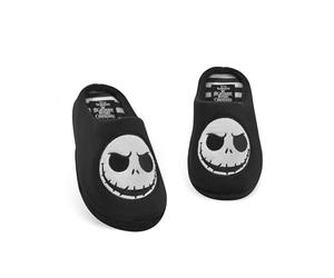 Disney Zapatillas unisex Pesadilla antes de Navidad | Mules sin cordones para adultos con cara del personaje de Jack Skellington en Negro | Zapatos interiores de la casa de la ciudad de Halloween