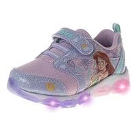 Disney Zapatos de princesa con luz LED para niños y niñas, tenis deportivos ligeros y transpirables, color morado clavel (talla 9 para niño)