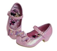 Disney Zapatos para niñas Mary Jane con correa plana con lazo, disfraz de princesa de flores, fiesta escolar, sin cordones, para niños pequeños, Minnie rosa, 29.5 EU