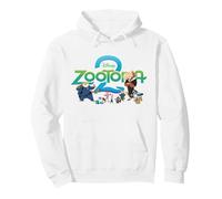 Disney Zootopia 2 Illustrated Characters and Logo Sudadera con Capucha, Unisex para adultos, Blanco, S