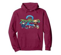 Disney Zootopia 2 Illustrated Characters and Logo Sudadera con Capucha, Unisex para adultos, Granate, XL