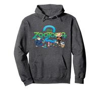 Disney Zootopia 2 Illustrated Characters and Logo Sudadera con Capucha, Unisex para adultos, Jaspeado Oscuro, S