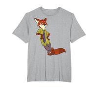Disney Zootopia Cool Fox Nick Wilde Leaning Camiseta, Hombre tallas grandes, Gris Jaspeado, 2X Alto