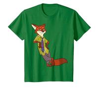 Disney Zootopia Cool Fox Nick Wilde Leaning Camiseta, Niños, Verde Kelly, 12 años