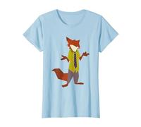 Disney Zootopia Nick Wilde Vintage Foxy Silhouette Portrait Camiseta, Mujer, Azul Bebé, XS
