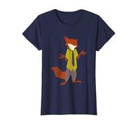 Disney Zootopia Nick Wilde Vintage Foxy Silhouette Portrait Camiseta, Mujer, Azul Marino, S