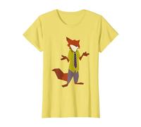 Disney Zootopia Nick Wilde Vintage Foxy Silhouette Portrait Camiseta, Mujer, Limón, S