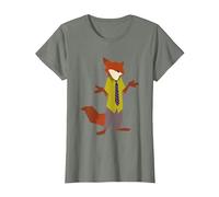 Disney Zootopia Nick Wilde Vintage Foxy Silhouette Portrait Camiseta, Mujer, Verde militar jaspeado, M