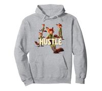 Disney Zootropolis Nick Wilde "Hustle" Sudadera con Capucha, Unisex para adultos, Gris Jaspeado, S