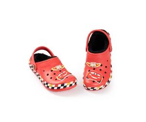 Disney Zuecos Rojos de Cars para niño con Forro de Piel de Rayo Mcqueen | Ropa Informal con el número 95 de Carreras | Calzado clásico de Personajes para jóvenes Fans