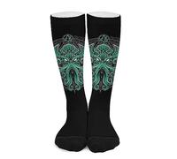 DISNIMOO Cthulhu - Calcetines altos unisex con estampado sobre la pantorrilla, calcetines largos, atléticos, informales, para correr, Como se muestra en la imagen, Altoa única
