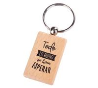 DISOK - Llavero de Madera con frase "Todo lo bueno se hace esperar" + PERSONALIZACION - Llaveros con Frases Originales Bodas, Bautizos, Comuniones y Cumpleaños (25-GRABADO)