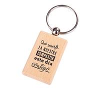 DISOK - Llavero de Madera con Frases Suerte La Nuestra + PERSONALIZACION - Llaveros con Frases Originales Bodas, Bautizos, Comuniones y Cumpleaños (50)
