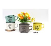 DISOK - Lote 16 Tazas Time For Coffee - Tazas Originales con Frases, para Detalles para Bodas, Bautizos, Comuniones y Regalos de Cumpleaños.