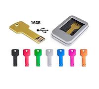 DISOK Lote de 20 Memorias Llave USB Llave 16 GB Presentadas En Caja Metálica de Regalo - Pendrives, Llaves Memorias USB, Baratas para Regalos de Empresa, Regalos y Detalles de Bodas