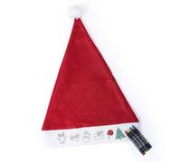 DISOK Lote de 50 Gorros de Papa Noel Niños Infantiles para Colorear con 4 Ceras Incluidas para cada gorro - Gorros de Navidad, Papa Noel para niñ@s, Manualidades, labores Navidad