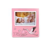 DISOK - Portafotos Cigüeña IT'S A GIRL. Marcos de madera originales de bautizo para niñas. (1)