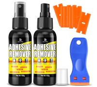 Disolvente para Pegamento 200ml - Retirador etiquetas & Disolvente con raspador, Seguro para laca & vidrio, Elimina residuos, etiquetas, adhesivos & restos de cinta - Spray seguro para superficies