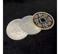 Disolver digital (Morgan y moneda del palacio chino) Trucos mágicos de monedas de latón que cambian a dólar de Morgan de plata, cambio visual de moneda, trucos mágicos de primer plano, accesorios de