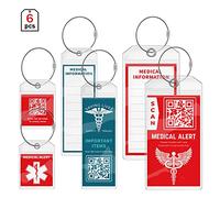 DISONCARE 6pcs etiquetas médicas para equipaje con código QR-Emergencia-Guardar en vivo-Más información Ideal para diabéticos médicos viajes