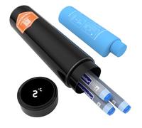 DISONCARE LCD Nevera Portatil Insulina Viaje,Bolsa Isotermica para Transporte Medicamentos para Diabetes,Enfriamiento 60H Temperatura Medible- con 2 Botellas y Alerta MéDica(Negro)