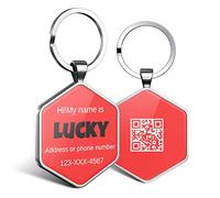 DISONTAG Placas para Perros Identificativas Personalizada,QR Code Chapa Perro 32mm para Collar,máS FáCiles de Leer que las Grabada- En LíNea|Modificable|Divertido(hexágono)