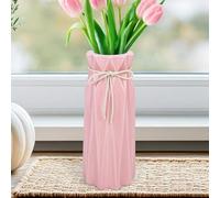 Disoza 24x10x10cm Jarrones Mesa Decoracion Ceramica Moderna Jarron Vintage Rosa para Pampas Hierba Flores Secas Flores Rosas Florero Floreros para Boda Porcelana Tulipan Jarron Cocina Sala de Estar