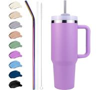 Disoza 40 OZ Morado Vasos con Tapa y Pajita Taza Termo Cafe Para Llevar Botella Termica Vaso Termico Taza Termica Termo con Pajita Vaso Con Pajita Termo Bebe Vaso Termo de Agua Fria