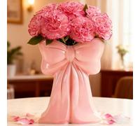 Disoza Rosa Schleife Vasen Tischdeko Keramik Modern Vase Vintage Vase für Pampasgras Porzelan Blumen Trockenblumen Blumenvase für Hochzeit Tulpenvase Küche Wohnzimmer
