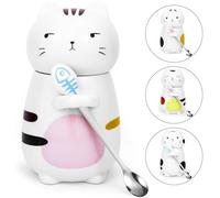 Disoza Taza De Gato 3D Con Tapa - Taza De Café/Té De Cerámica 400 Ml Con Cuchara - Regalo Decorativo De Navidad Y Cumpleaños Para Mujeres Y Hombres