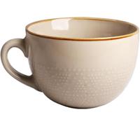 Disoza Taza Grande 700 Ml Cerámica Café Té XXL Porcelana Beige Con Asa Para Sopa Cereal Ramen Tazón