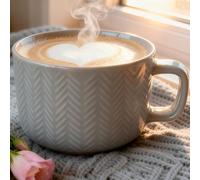 Disoza Tazas Grandes para Sopa con Asa Taza Grande Taza Gris Cerámica 700ml Taza Jumbo Tazas XXL Porcelana Taza Café Tazón Taza Cereales Tazón Sopa con Asa