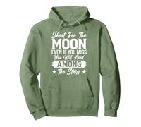 Dispara a la Luna Incluso Si Extrañas Aterrizarás Entre Los Sudadera con Capucha, Unisex para Adultos, Verde Salvia, S