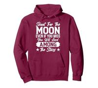 Dispara a la Luna Incluso Si Extrañas Aterrizarás Entre Los Sudadera con Capucha, Unisex para Adultos, Granate, M