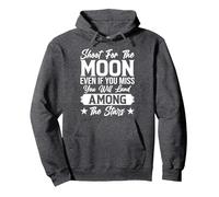 Dispara a la Luna Incluso Si Extrañas Aterrizarás Entre Los Sudadera con Capucha, Unisex para Adultos, Jaspeado Oscuro, S