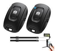 Disparador Bluetooth Selfie 2 Pcs, Mando Selfie Bluetooth Negro, Control Remoto para Fotos y Vídeos 10 m, Botón Selfie Manos Libres Compatible con la Mayoría de Smartphones y Tablets