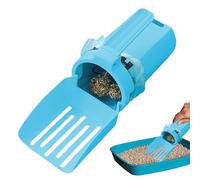 Disparador de arena para gatos - Scooper de residuos de hámster, casita para gatos con residuos Can | Pala de tamizado de arena de mango largo, herramienta de limpieza de arena portátil pe