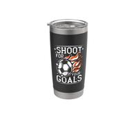 Disparar Para Tus Objetivos Fútbol Diciendo Fútbol Niños Vintage Vaso térmico de acero inoxidable de doble pared