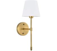 Disparo de pared oro moderno, iluminación latón cepillada, lámpara tocador baño con sombra tela, decoración interior for el dormitorio la sala estar del pasillo