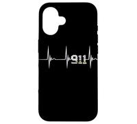 Dispatcher 911 Vintage USA Flag Heartbeat EKG Pulse Despacho Carcasa para iPhone 16