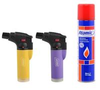 DISPAU ¡Bombona de Gas de Regalo! - Pack 2 Mini Soplete Culinario para Cocina: Flambeador de Gas con Llama Ajustable - Ideal para Caramelizar, Crema Catalana y Barbacoas - Color Aleatorio