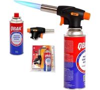 DISPAU Pack Cabezal de Soplete + Cartucho de Gas 227g Soplete de Cocina Profesional con Llama Ajustable, para Flambeado, postres