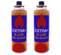 DISPAU Pack de Cartuchos de Gas Butano Recambio Gas Butano Portable Compatible para Cocina Portátiles de Campingaz, Hornillo, Soplete Soldador B-250 227gr (B-250, Gas BUTANO Rojo Y Naranja, 2, B-250)