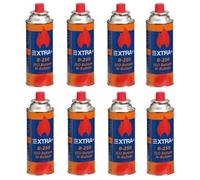 DISPAU QBak - Pack de 8 Cartuchos de Gas Butano Recambio de Gas Propano Portable Gas Butano Compatible para Cocina Portátil, Hornillo, Soplete Soldador, Camping B-250 227gr